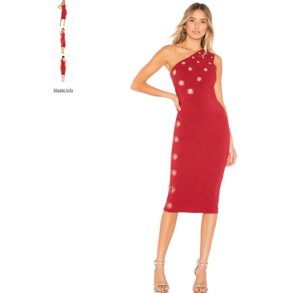 Michael Costello x REVOLVE Portia Midi Dress in Red- NWT! XS!
